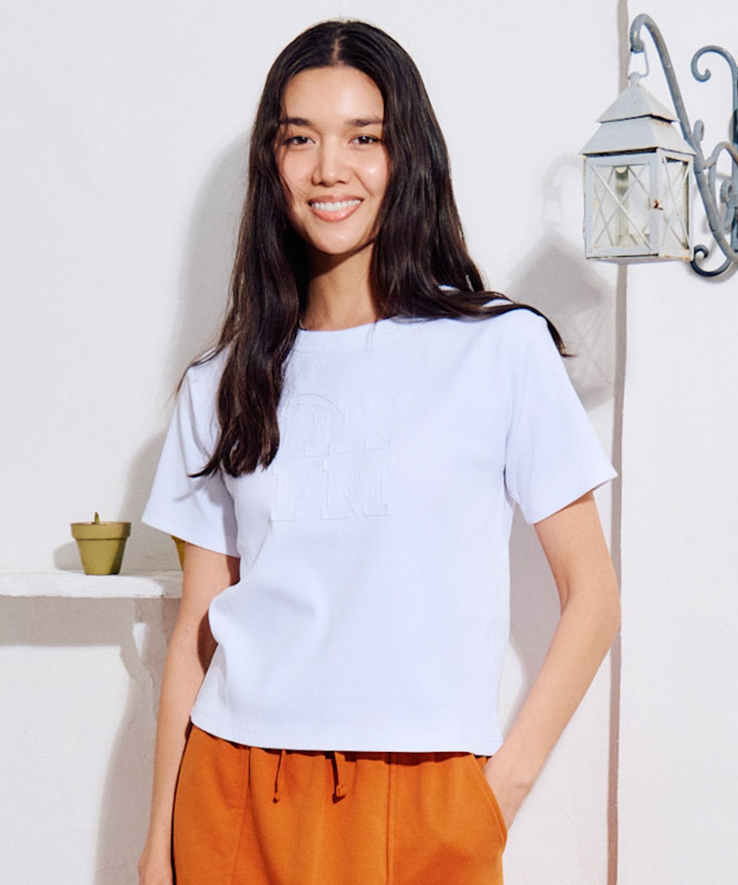 RIKKA FEMME リッカファム 半袖 Tシャツ レディース リブ フロント刺繍 RF6S-2104(WHT-SM)