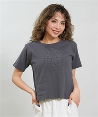 RIKKA FEMME リッカファム 半袖 Tシャツ レディース リブ フロント刺繍 RF6S-2104(BLK-SM)