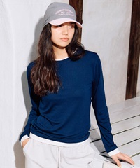RIKKA FEMME リッカファム 長袖 Tシャツ ロンT レディース 重ね着風 UVカット 接触冷感 RF6S-2202(NVY-SM)