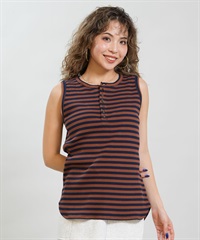 RIKKA FEMME リッカファム タンクトップ レディース ボーダー リブ ヘンリータンクトップ RF6S-2301(BR/NV-FREE)