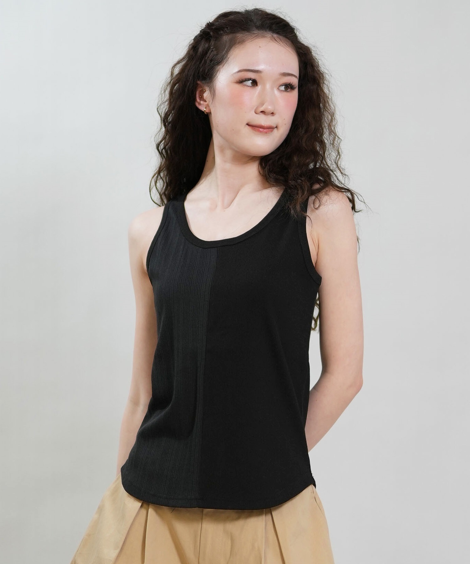 RIKKA FEMME リッカファム タンクトップ レディース リブ 切り替え RF6S-2302(BLK-FREE)