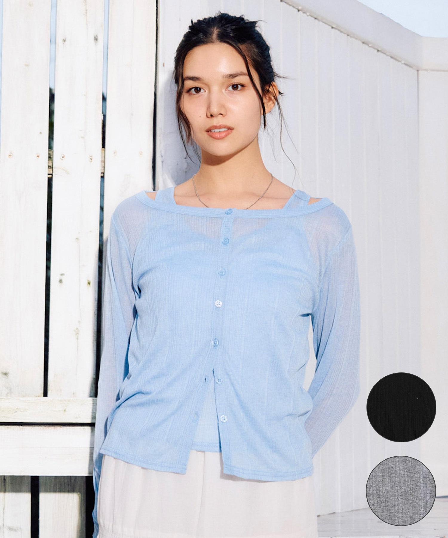 RIKKA FEMME リッカファム アンサンブル レディース 長袖 カーディガン タンクトップ 2点セット RF6S-2602(BLK-FREE)