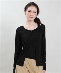RIKKA FEMME リッカファム アンサンブル レディース 長袖 カーディガン タンクトップ 2点セット RF6S-2602(BLK-FREE)