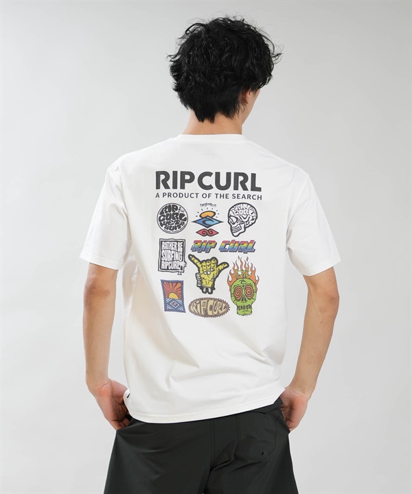 RIP CURL リップカール 半袖 Tシャツ メンズ UVカット STICKER ICON RASH RCM6S-4306