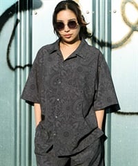 DEAR LAUREL ディアローレル 半袖 シャツ メンズ 水陸両用 VACATION SHIRT DL26S-2403(BLK-M)
