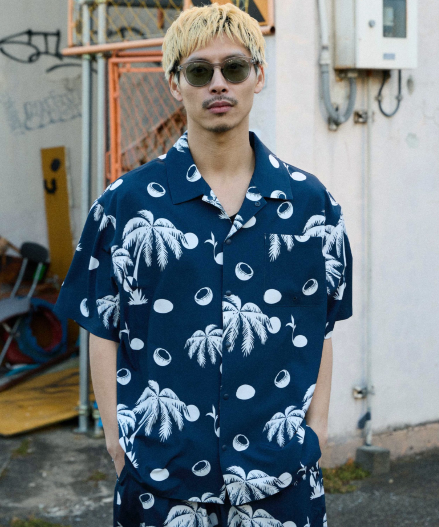 DEAR LAUREL ディアローレル 半袖 シャツ メンズ 水陸両用 VACATION SHIRT DL26S-2403(NVY-M)