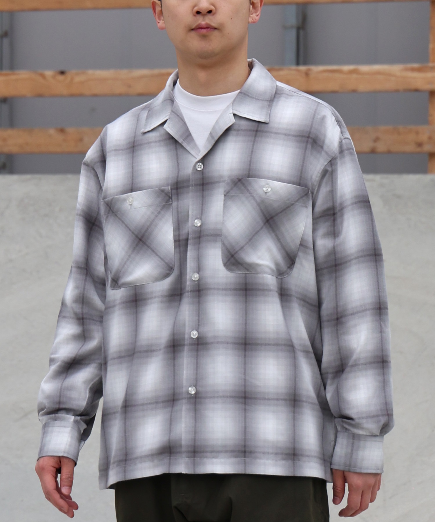 DEAR LAUREL ディアローレル 長袖 シャツ メンズ オンブレチェック 吸水速乾 DL26S-2601(BLK-M)