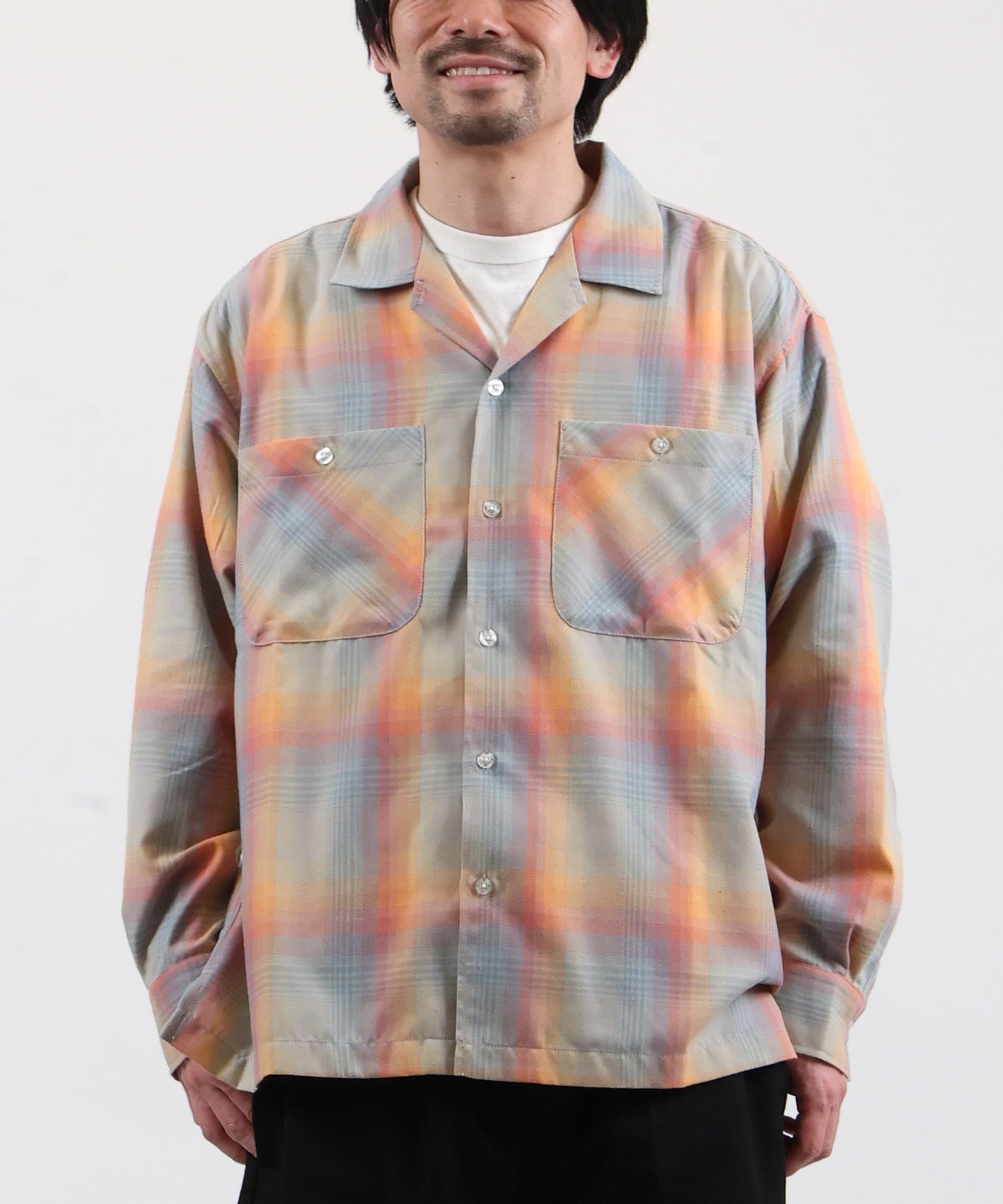 DEAR LAUREL ディアローレル 長袖 シャツ メンズ オンブレチェック 吸水速乾 DL26S-2601(MUL-M)