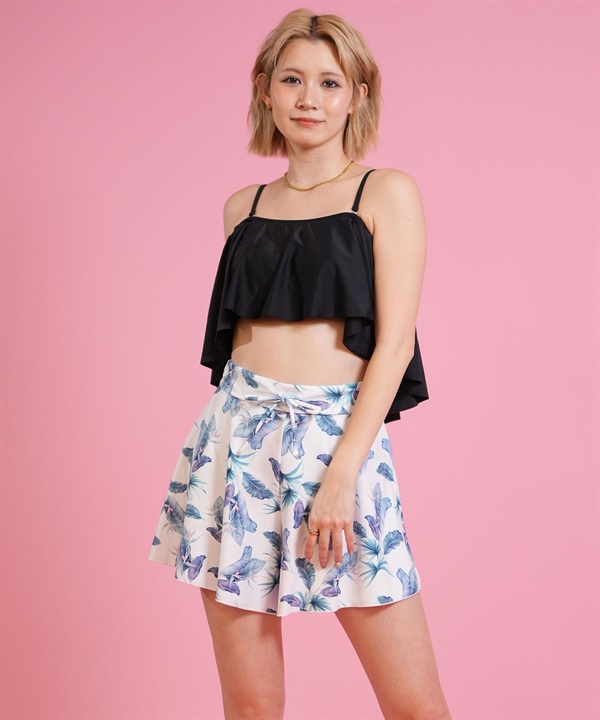 Beach Queen ビーチクイーン 水着 セット ビキニ レディース 3点セット オフショルダー フリル 2WAY 413510 ムラサキスポーツ限定