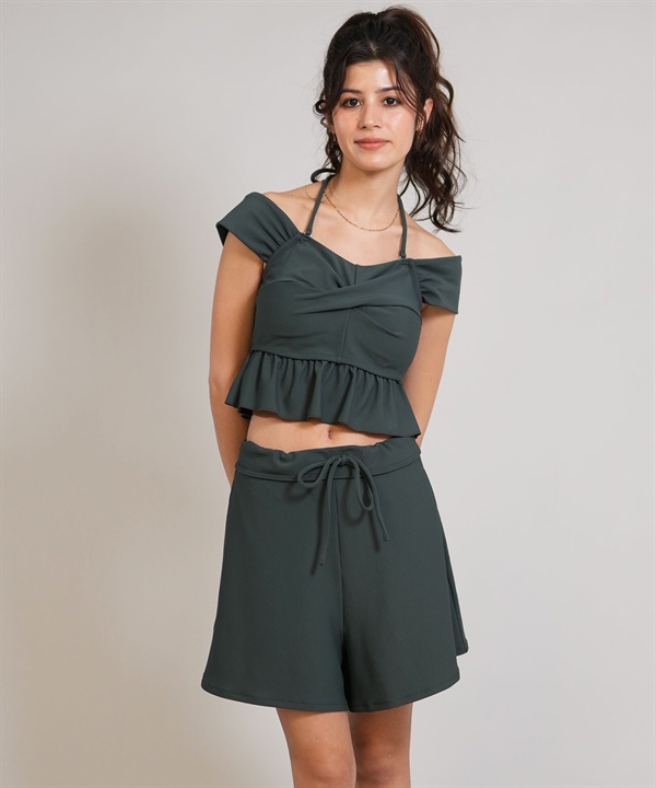 Beach Queen ビーチクイーン 水着 セット ビキニ レディース 3点セット リブ ツイスト 413520 ムラサキスポーツ限定