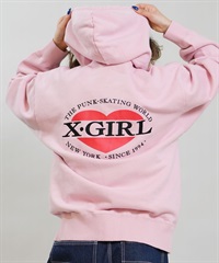 X-GIRL エックスガール ジップアップ パーカー レディース オーバーサイズ HEART LG ZIP SWT HD 105254012028(LPINK-S)