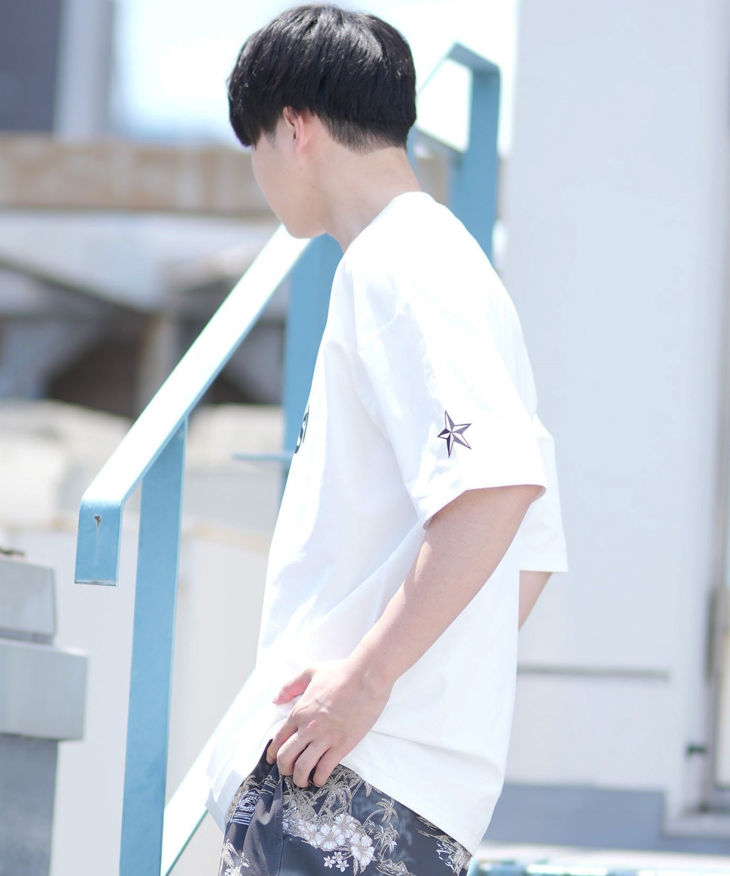 DEVILUSE デビルユース メンズ ラッシュガード 半袖 Tシャツ オーバーサイズ 水陸両用 ムラサキスポーツ限定 243OO1ST301DU(WHT-M)