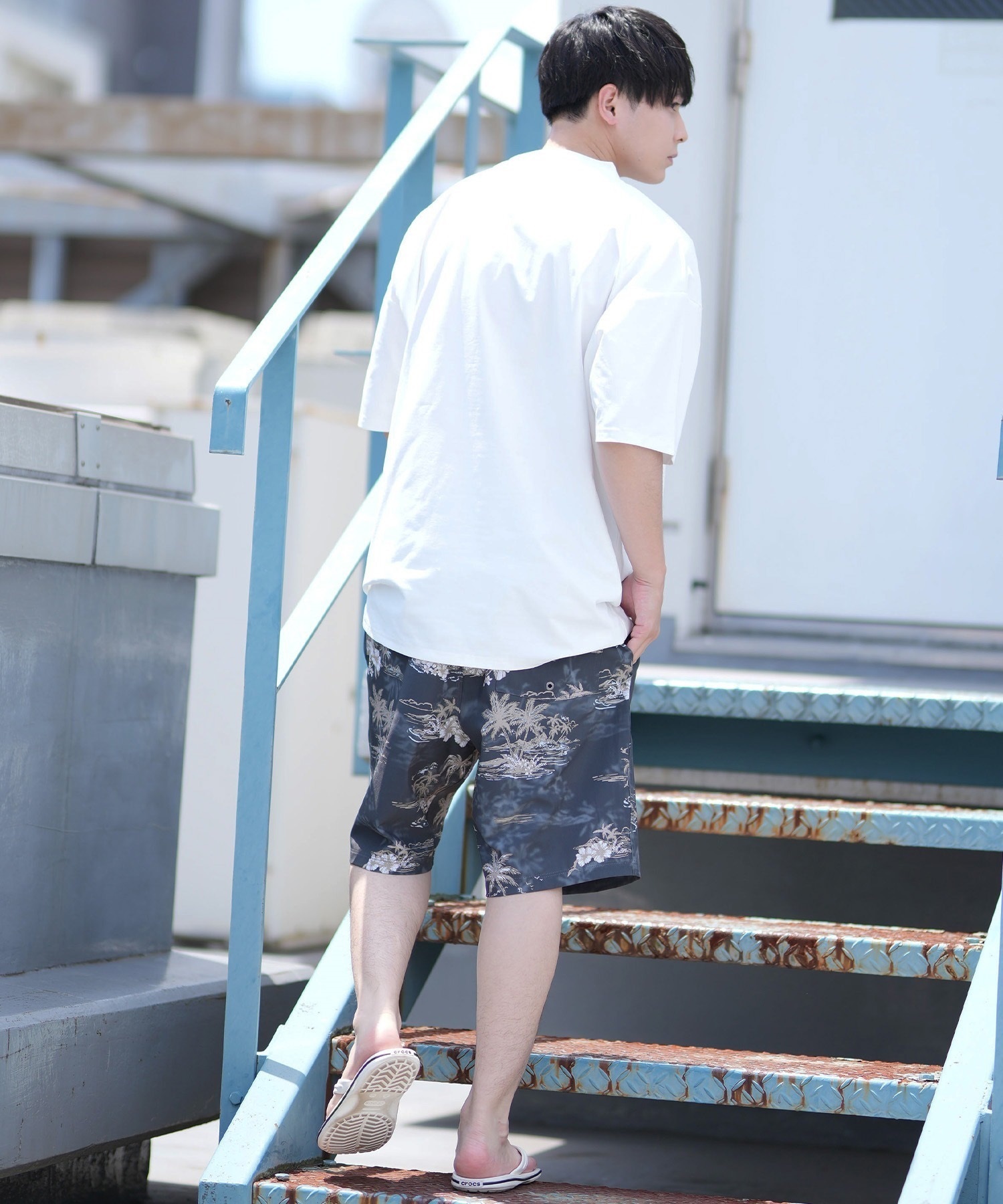 DEVILUSE デビルユース メンズ ラッシュガード 半袖 Tシャツ オーバーサイズ 水陸両用 ムラサキスポーツ限定 243OO1ST301DU(WHT-M)