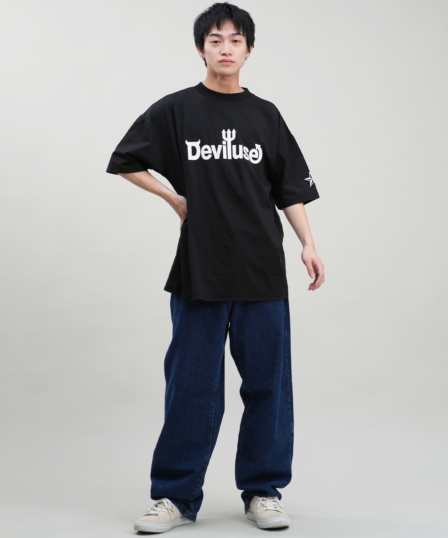 DEVILUSE デビルユース メンズ ラッシュガード 半袖 Tシャツ オーバーサイズ 水陸両用 ムラサキスポーツ限定 243OO1ST301DU(WHT-M)