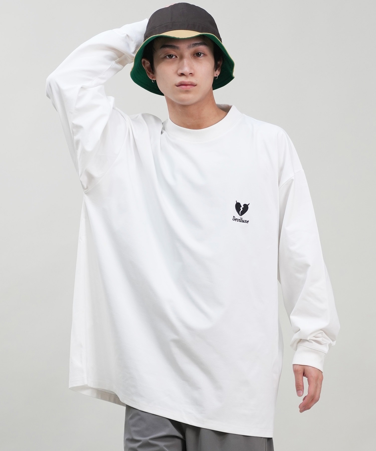 DEVILUSE デビルユース メンズ ラッシュガード 長袖 Tシャツ オーバーサイズ 水陸両用 ムラサキスポーツ限定 243OO1LT089DU(WHT-M)