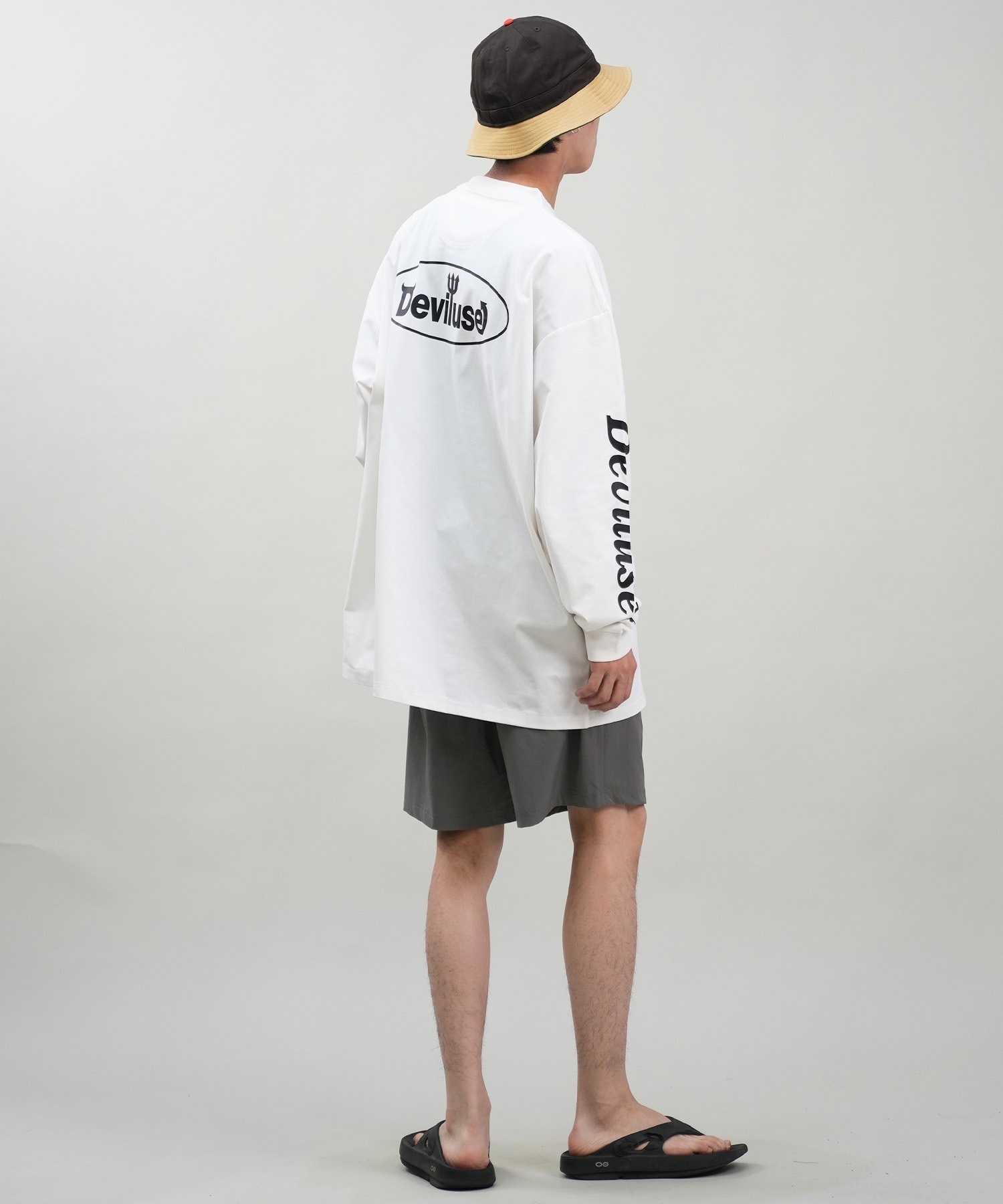 DEVILUSE デビルユース メンズ ラッシュガード 長袖 Tシャツ オーバーサイズ 水陸両用 ムラサキスポーツ限定 243OO1LT089DU(WHT-M)