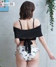 LAETITIA レリッタ 水着 レディース  オフショルダー 花柄 ショートパンツ 3点セット 441401(WT-9)