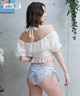 LAETITIA レリッタ 水着 レディース  オフショルダー パフスリーブ ショートパンツ 3点セット 441501(WT-9)