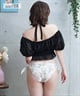 LAETITIA レリッタ 水着 レディース  オフショルダー パフスリーブ ショートパンツ 3点セット 441501(WT-9)