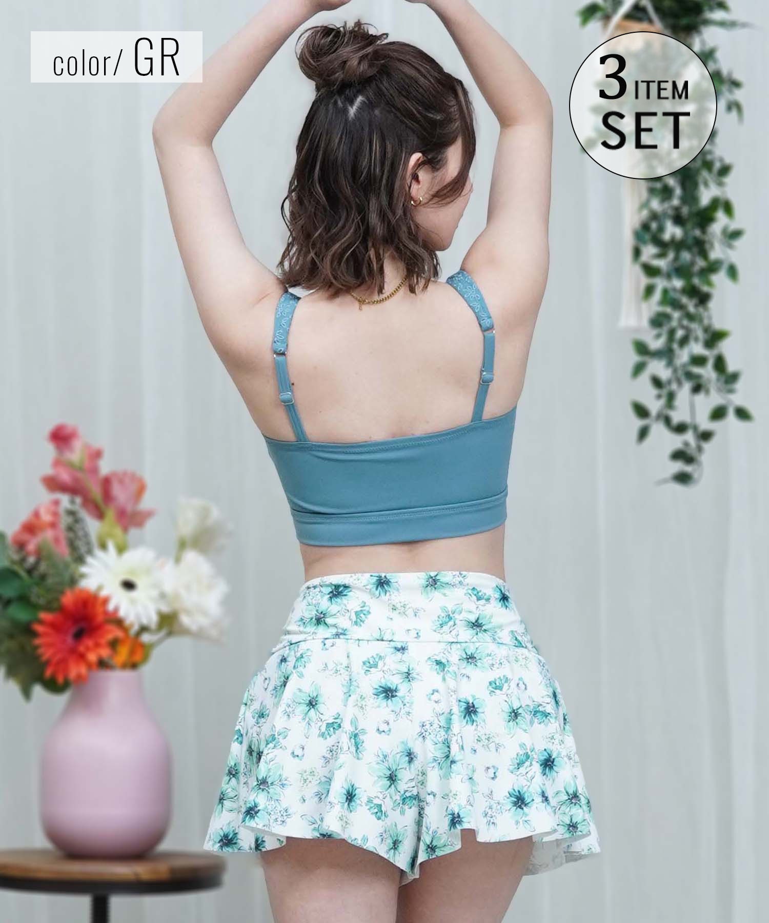 LAETITIA レリッタ 水着 レディース タンキニ 花柄 3点セット 441301(WT-9)