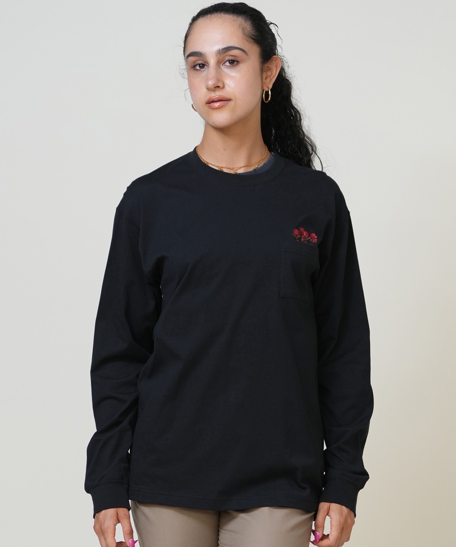 THE NORTH FACE ザ・ノース・フェイス 長袖 Tシャツ ロンT レディース 刺繍 花 ロングスリーブフラッシュドライフラワーロゴティー NT82535(K-S)