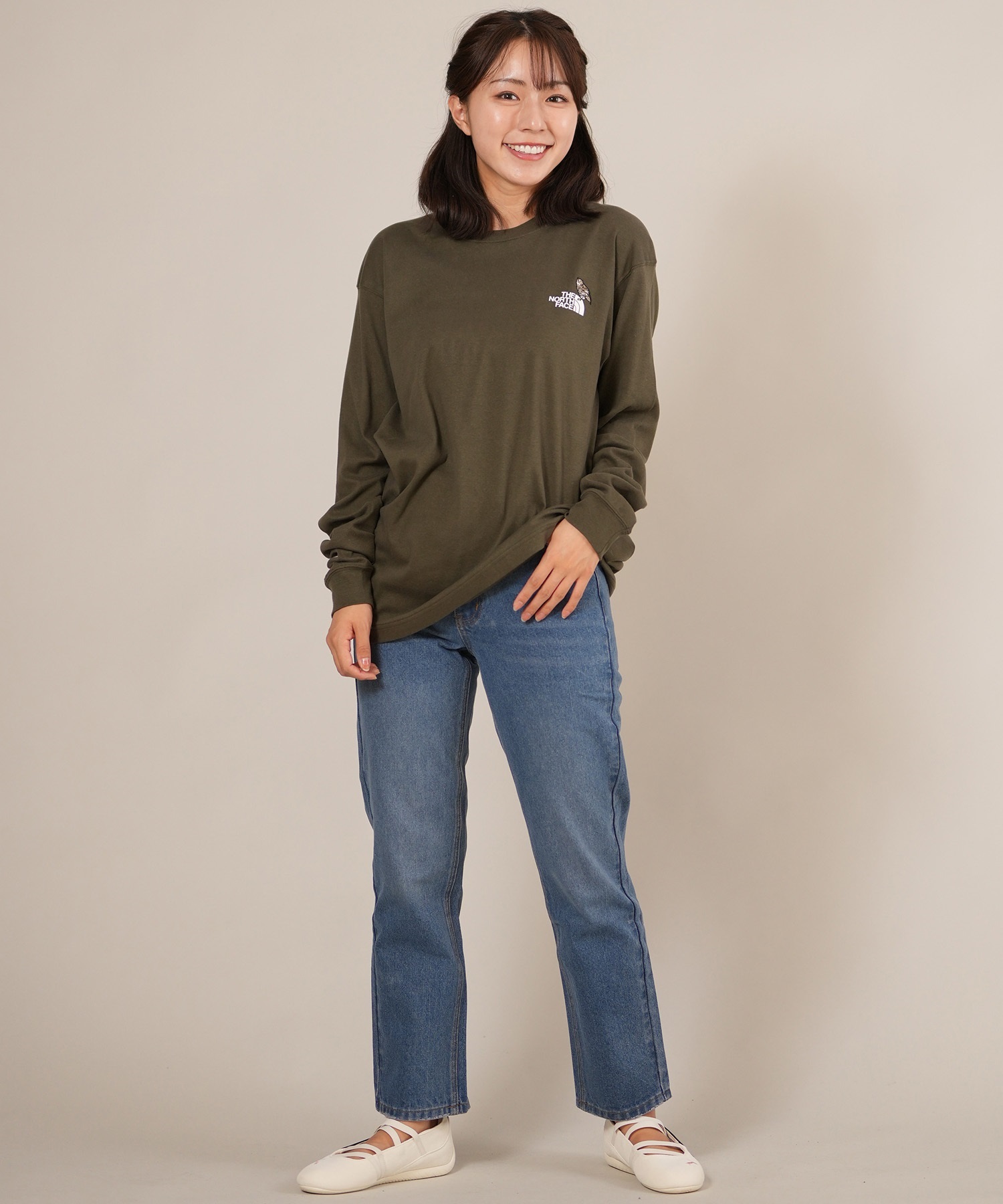 THE NORTH FACE ザ・ノース・フェイス 長袖 Tシャツ ロンT レディース 無地 ワンポイント ロゴ ロングスリーブズーピッカーティー NT82536(AG-S)