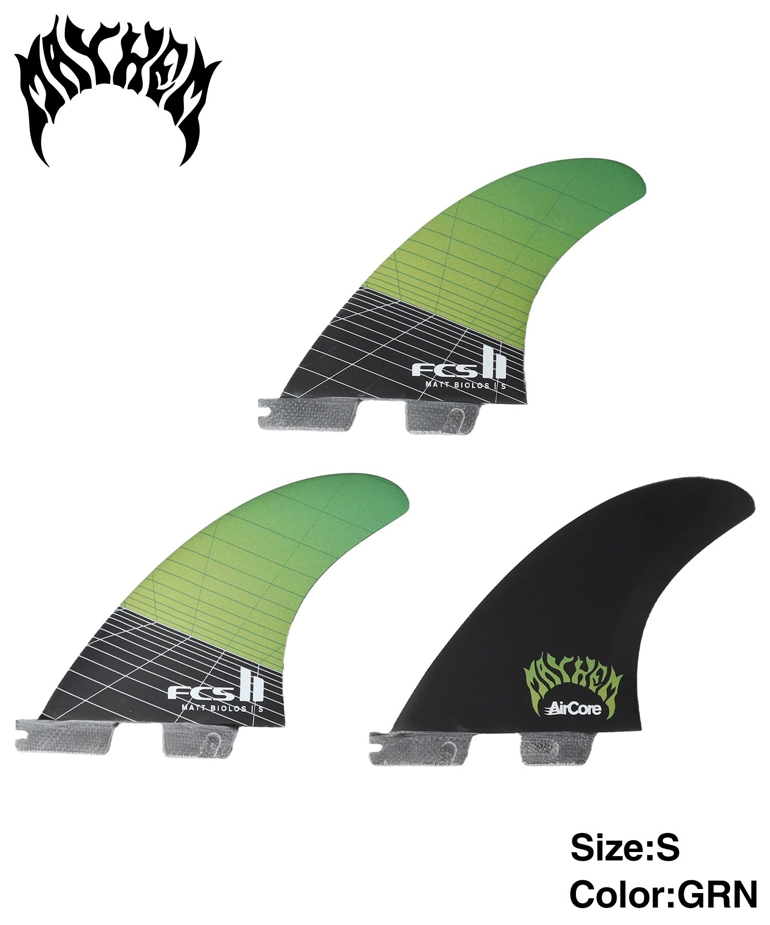 FCS2 エフシーエスツー Matt Biolos Tri Fins CARBON マット・バイオロス MAYHEM メイヘム フィン サーフィン ムラサキスポーツ(GRN-S)
