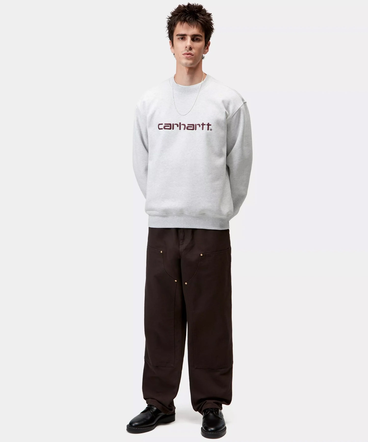 Carhartt WIP カーハートダブリューアイピー トレーナー スウェット メンズ クルーネック ロゴ 刺繍 裏起毛 CARHARTT SWEAT I030546(BLACK-S)