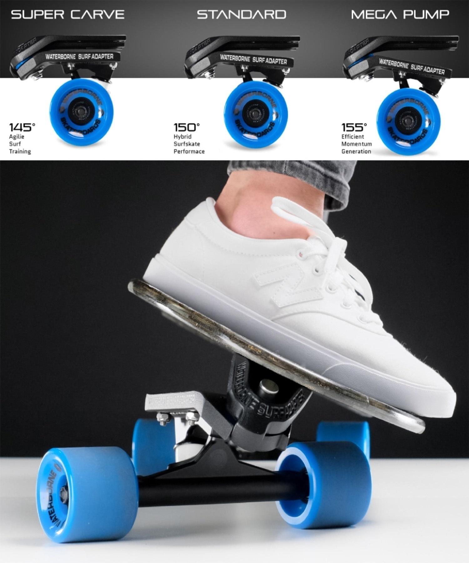 WATERBORNE ウォーターボーン スケートボード サーフ トラック アダプター FIN SYSTEM SURF AND RAIL ADAPTER ムラサキスポーツ(BK-ONE)