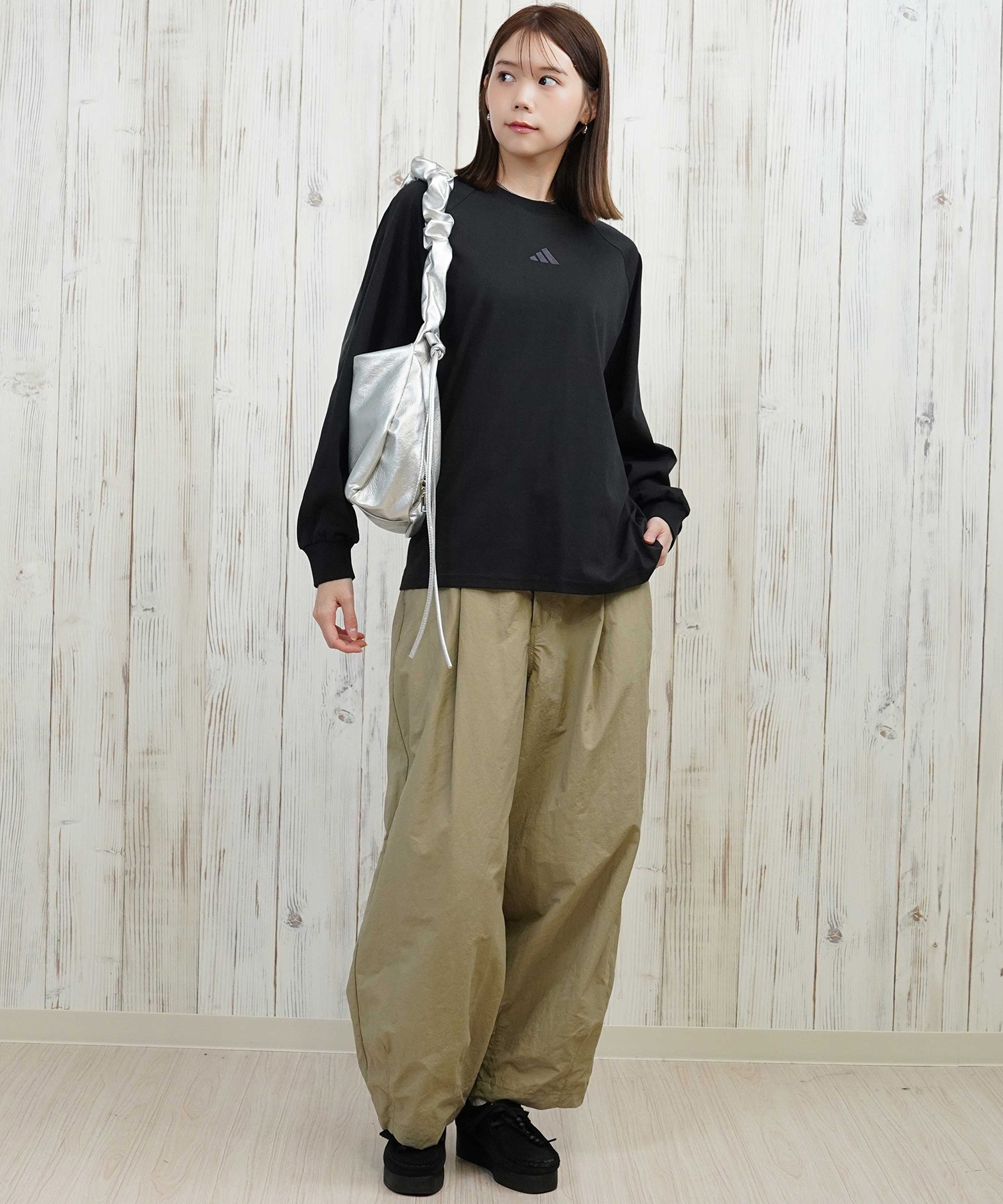 adidas アディダス 長袖 Tシャツ ロンT レディース バックテープ CX380(BK-M)