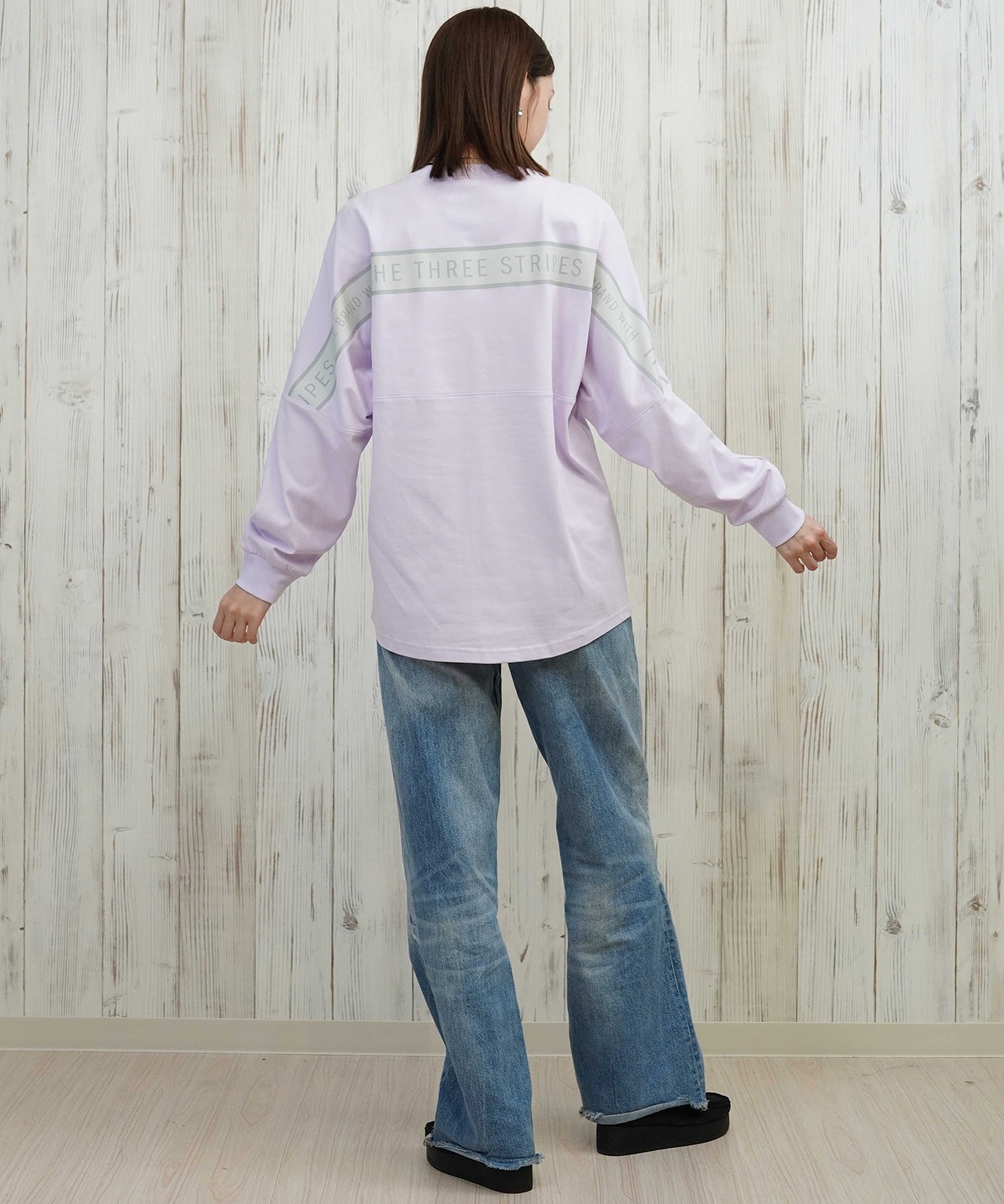 adidas アディダス 長袖 Tシャツ ロンT レディース バックテープ CX380(BK-M)