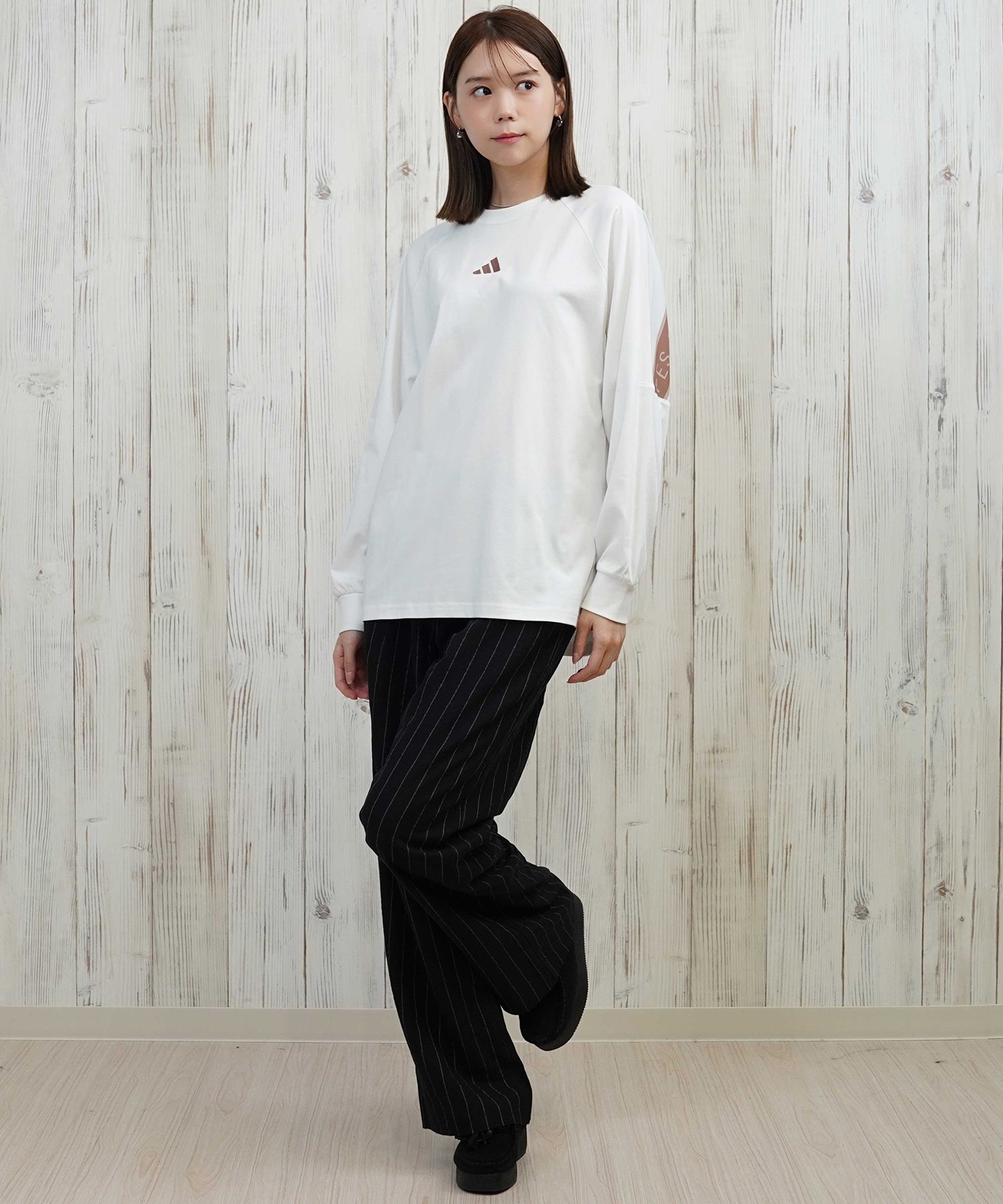 adidas アディダス 長袖 Tシャツ ロンT レディース バックテープ CX380(BK-M)