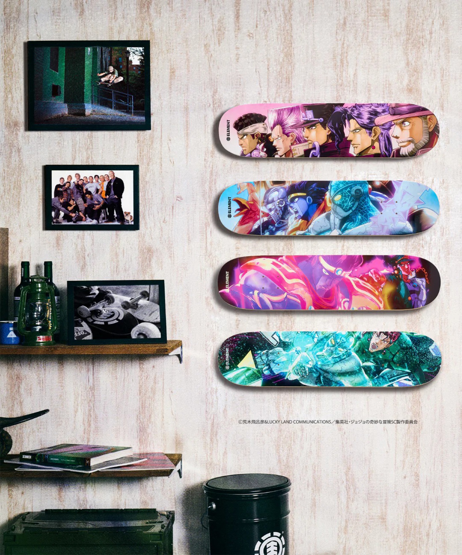 ELEMENT エレメント スケートボード デッキ JOJO コラボ 8inch DIO ムラサキスポーツ JOJOの奇妙な冒険(DIO-8inch)