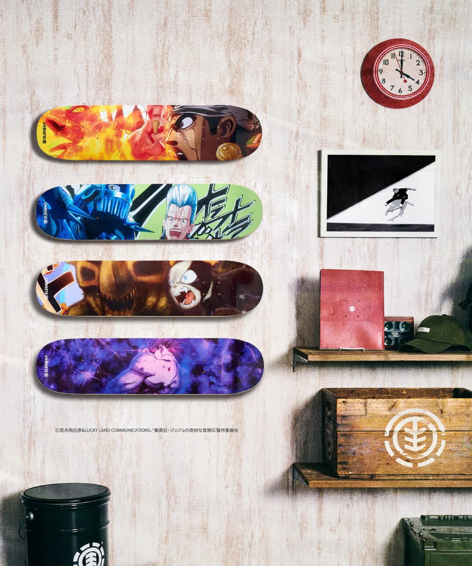 ELEMENT エレメント スケートボード デッキ JOJO コラボ 8inch KAKYOIN X HIEROPHANT GREEN ムラサキスポーツ JOJOの奇妙な冒険(KAKYO-8inch)