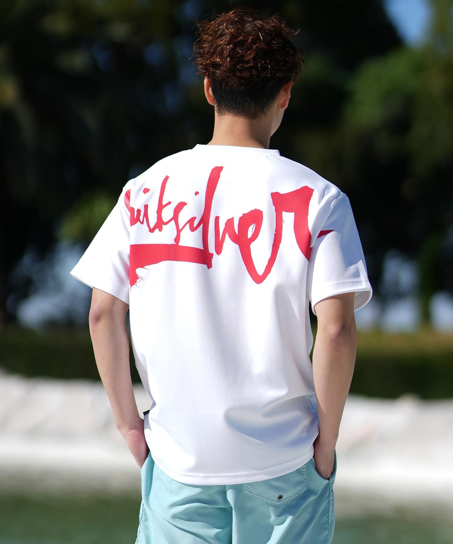 QUIKSILVER クイックシルバー ラッシュガード メンズ 半袖 Tシャツ バックプリント 水陸両用 UVカット QLY251019(WHT-M)