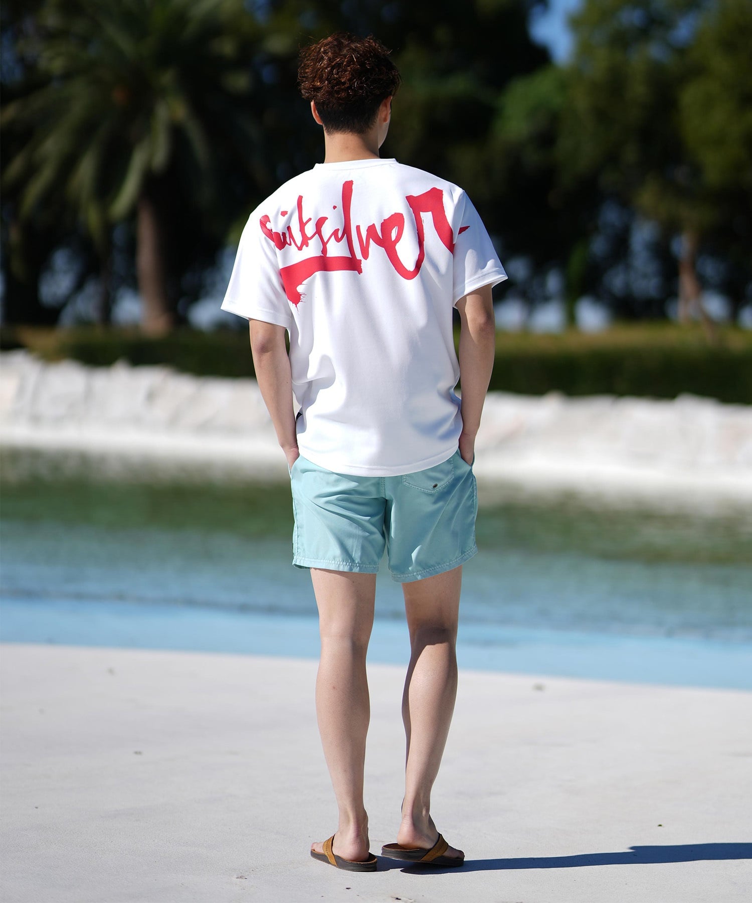 QUIKSILVER クイックシルバー ラッシュガード メンズ 半袖 Tシャツ バックプリント 水陸両用 UVカット QLY251019(WHT-M)