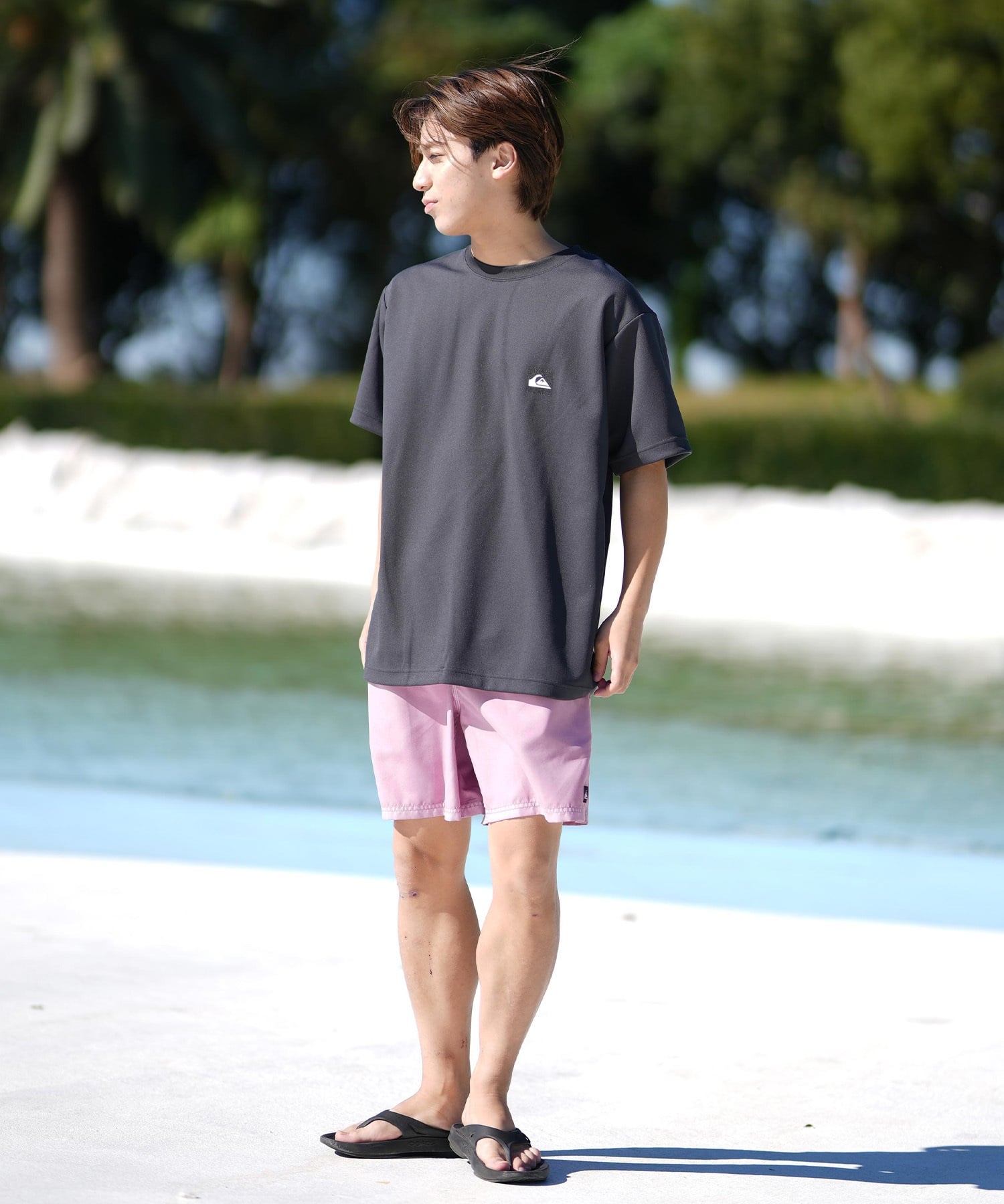 QUIKSILVER クイックシルバー ラッシュガード メンズ 半袖 Tシャツ バックプリント 水陸両用 UVカット QLY251019(WHT-M)