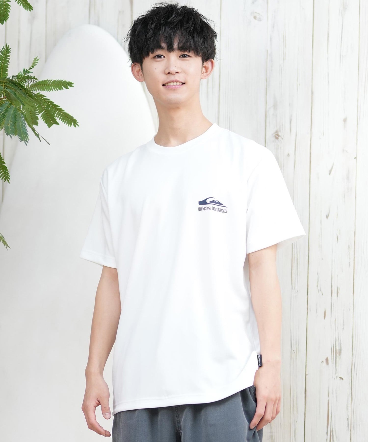 QUIKSILVER クイックシルバー ラッシュガード メンズ 半袖 Tシャツ バックプリント 水陸両用 UVカット QLY251623M ムラサキスポーツ限定(WHT-M)