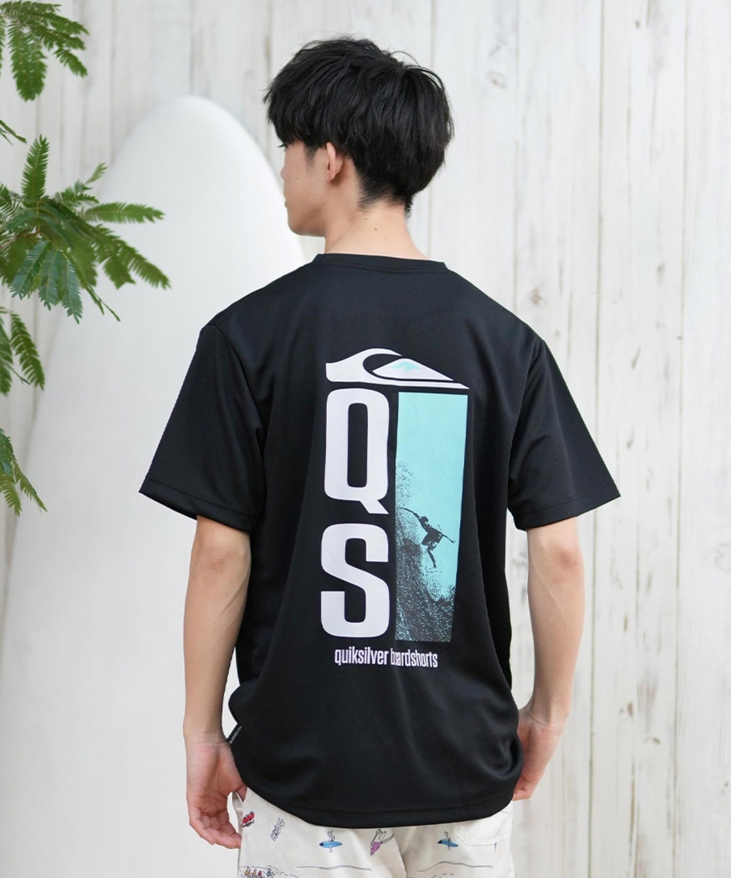 QUIKSILVER クイックシルバー ラッシュガード メンズ 半袖 Tシャツ バックプリント 水陸両用 UVカット QLY251623M ムラサキスポーツ限定(WHT-M)