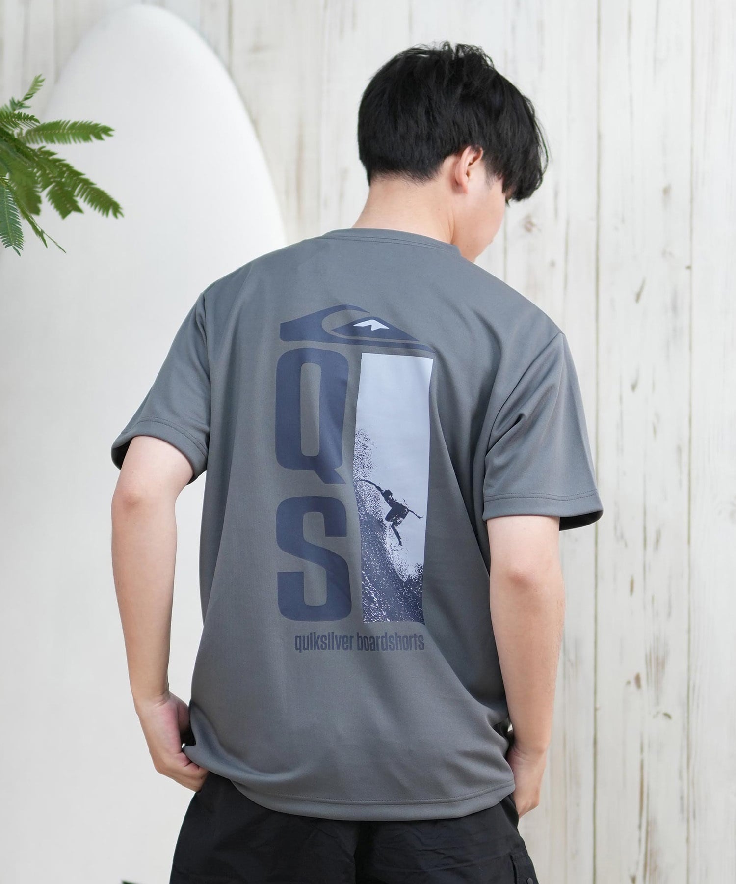 QUIKSILVER クイックシルバー ラッシュガード メンズ 半袖 Tシャツ バックプリント 水陸両用 UVカット QLY251623M ムラサキスポーツ限定(WHT-M)