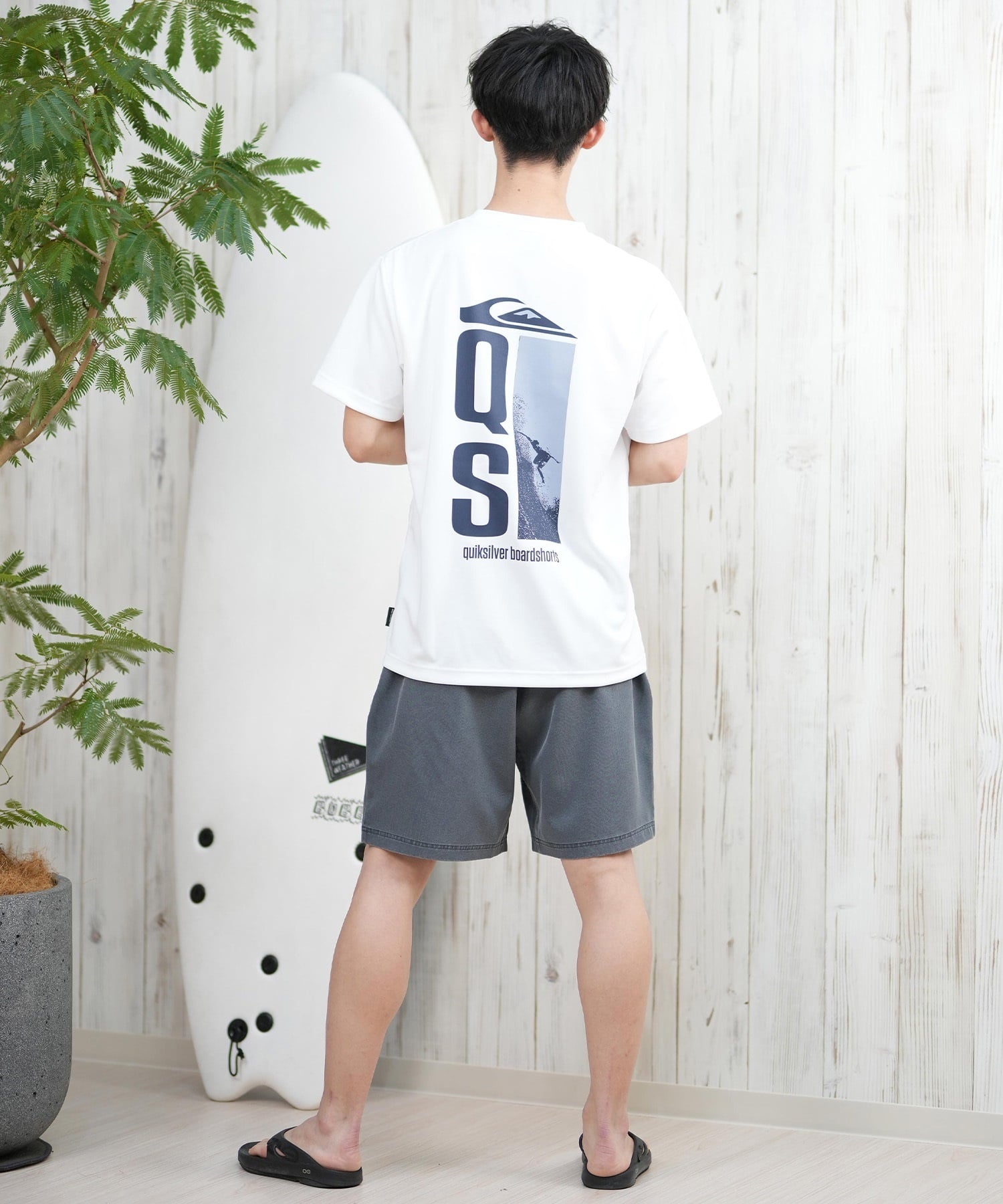QUIKSILVER クイックシルバー ラッシュガード メンズ 半袖 Tシャツ バックプリント 水陸両用 UVカット QLY251623M ムラサキスポーツ限定(WHT-M)