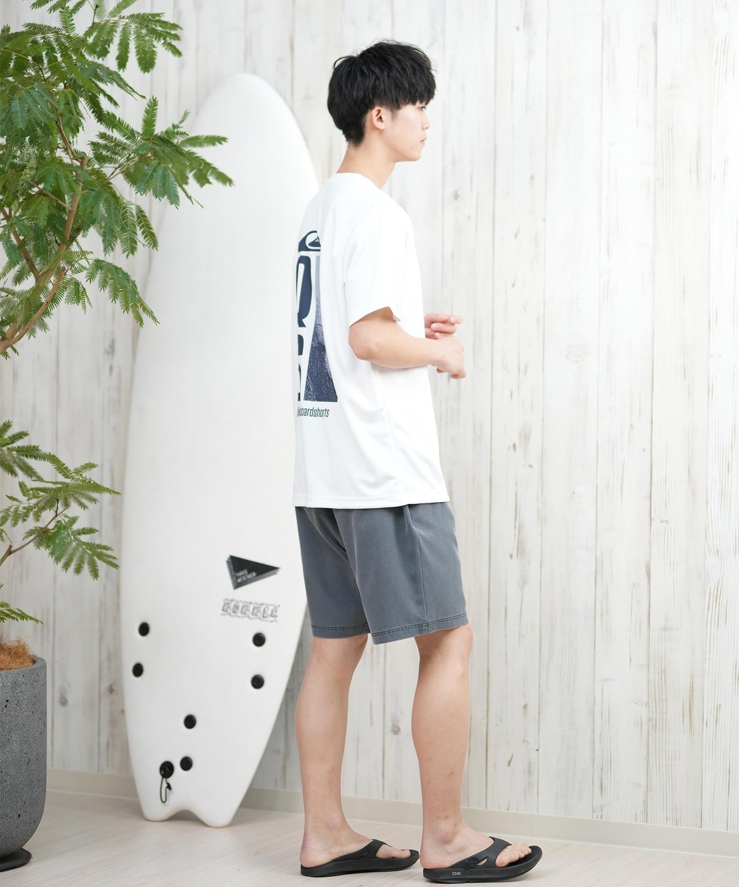 QUIKSILVER クイックシルバー ラッシュガード メンズ 半袖 Tシャツ バックプリント 水陸両用 UVカット QLY251623M ムラサキスポーツ限定(WHT-M)