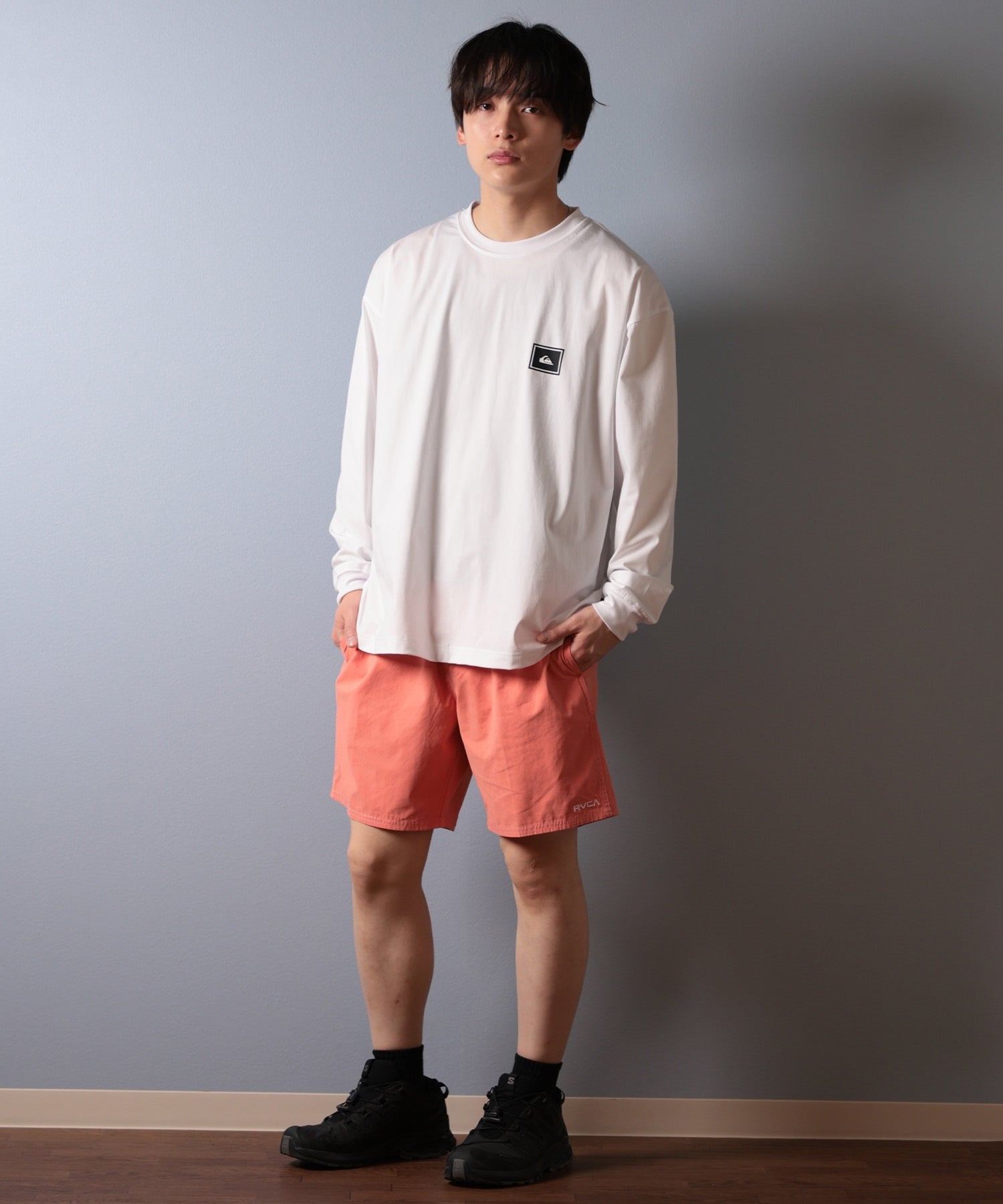 QUIKSILVER クイックシルバー ラッシュガード メンズ 長袖 Tシャツ ロンT バックプリント水陸両用 UVカット QLY251627M ムラサキスポーツ限定(WHT-M)