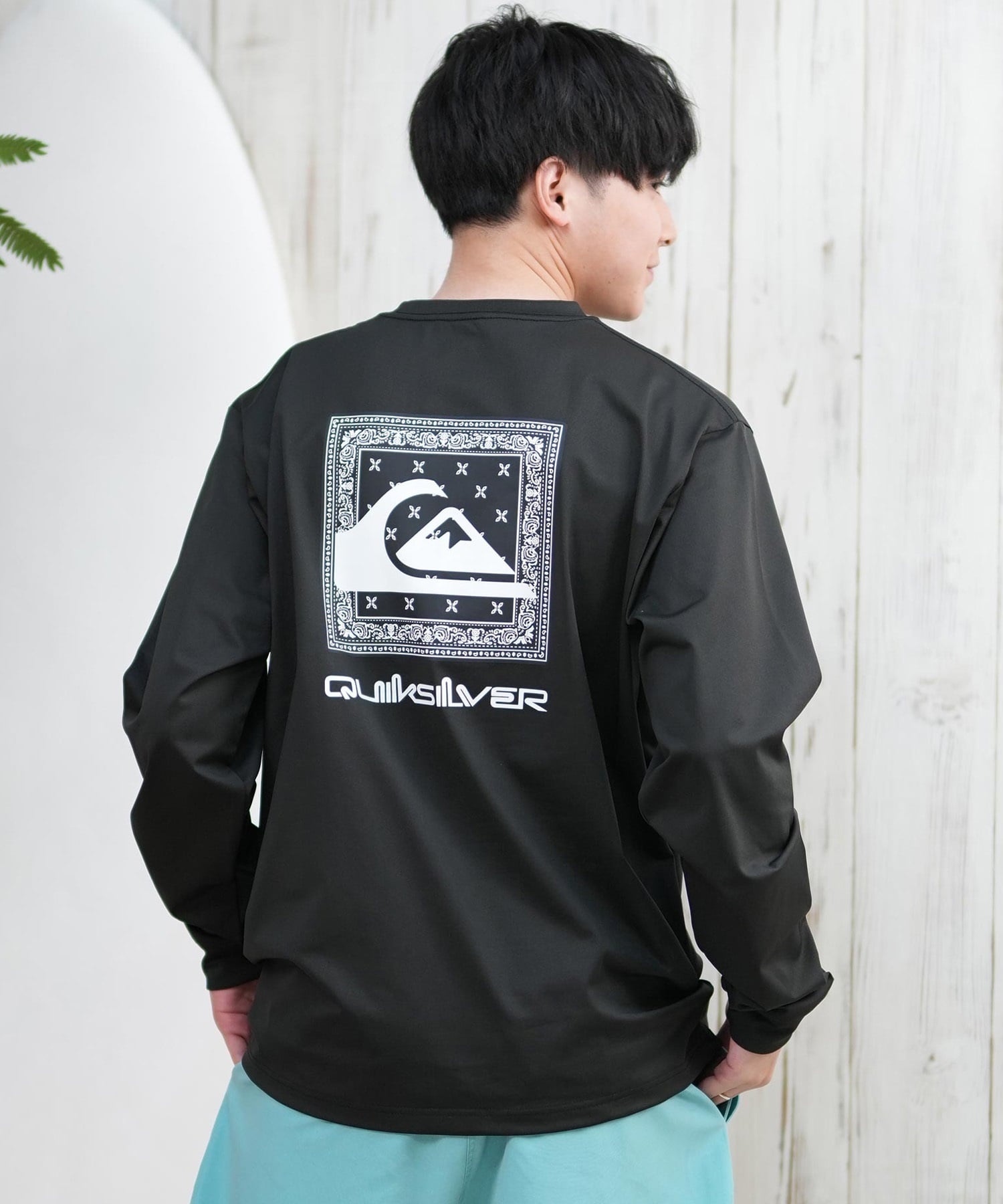 QUIKSILVER クイックシルバー ラッシュガード メンズ 長袖 Tシャツ ロンT バックプリント 水陸両用 UVカット QLY251628M ムラサキスポーツ限定(WHT1-M)