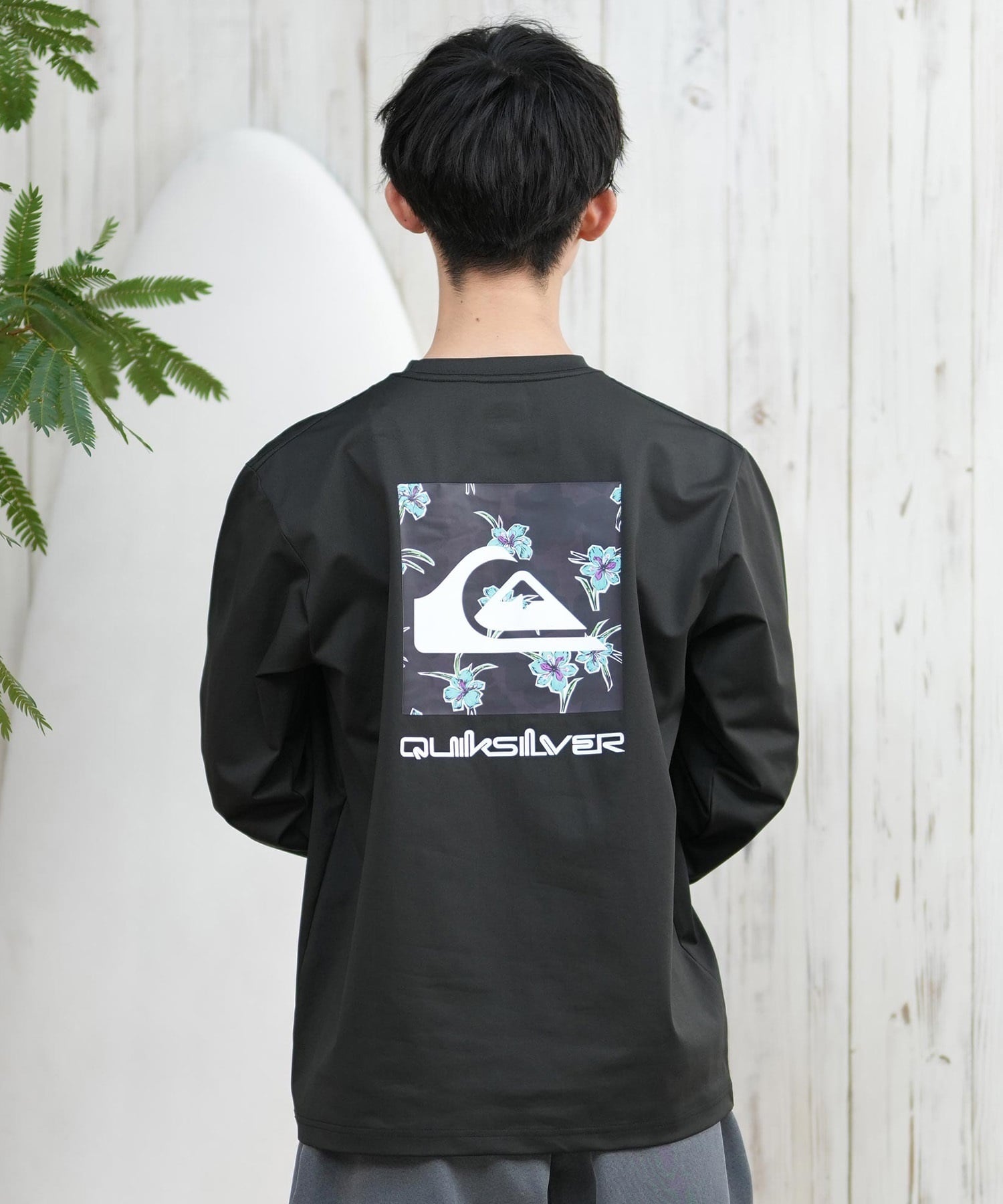 QUIKSILVER クイックシルバー ラッシュガード メンズ 長袖 Tシャツ ロンT バックプリント 水陸両用 UVカット QLY251628M ムラサキスポーツ限定(WHT1-M)