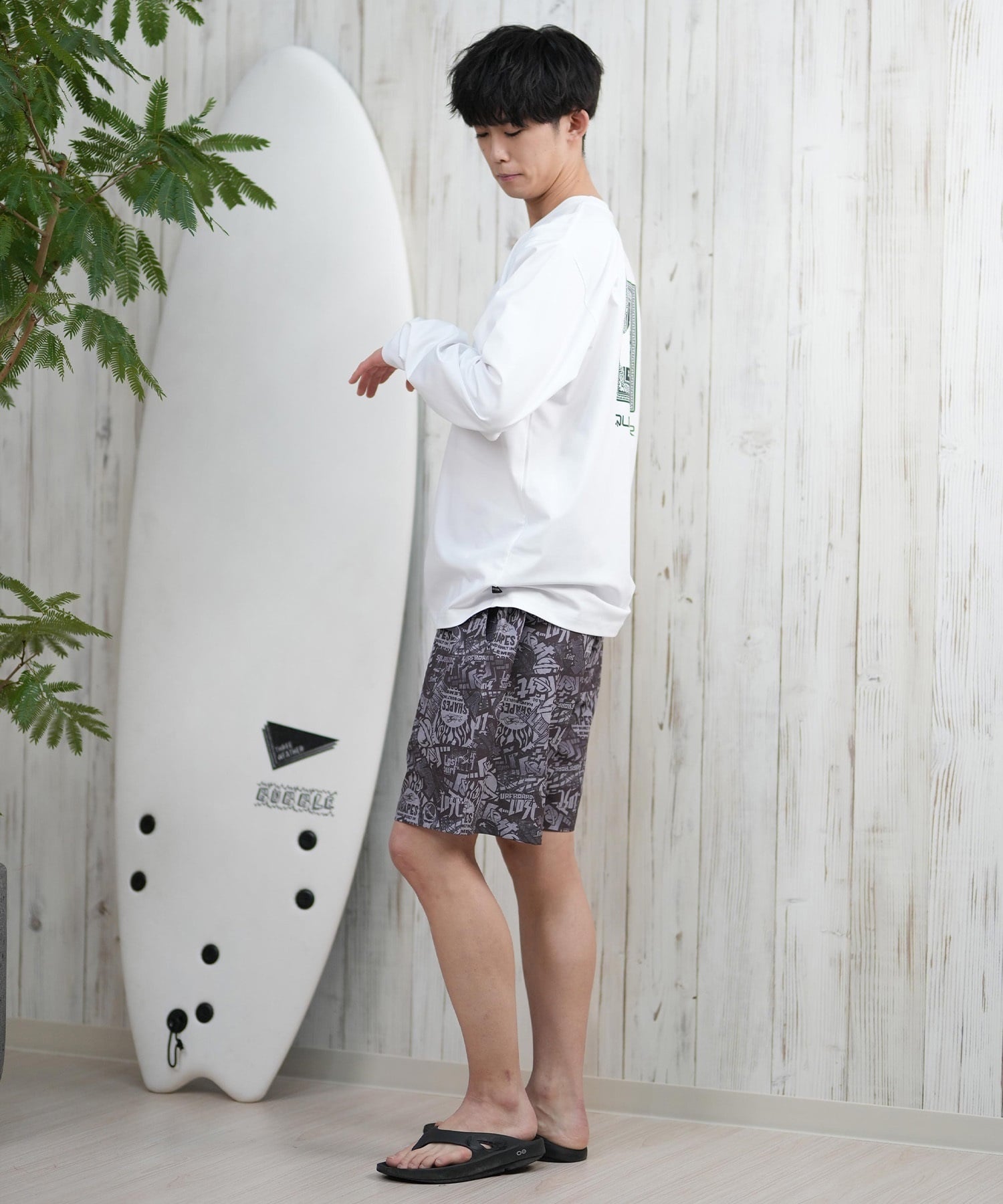 QUIKSILVER クイックシルバー ラッシュガード メンズ 長袖 Tシャツ ロンT バックプリント 水陸両用 UVカット QLY251628M ムラサキスポーツ限定(WHT1-M)