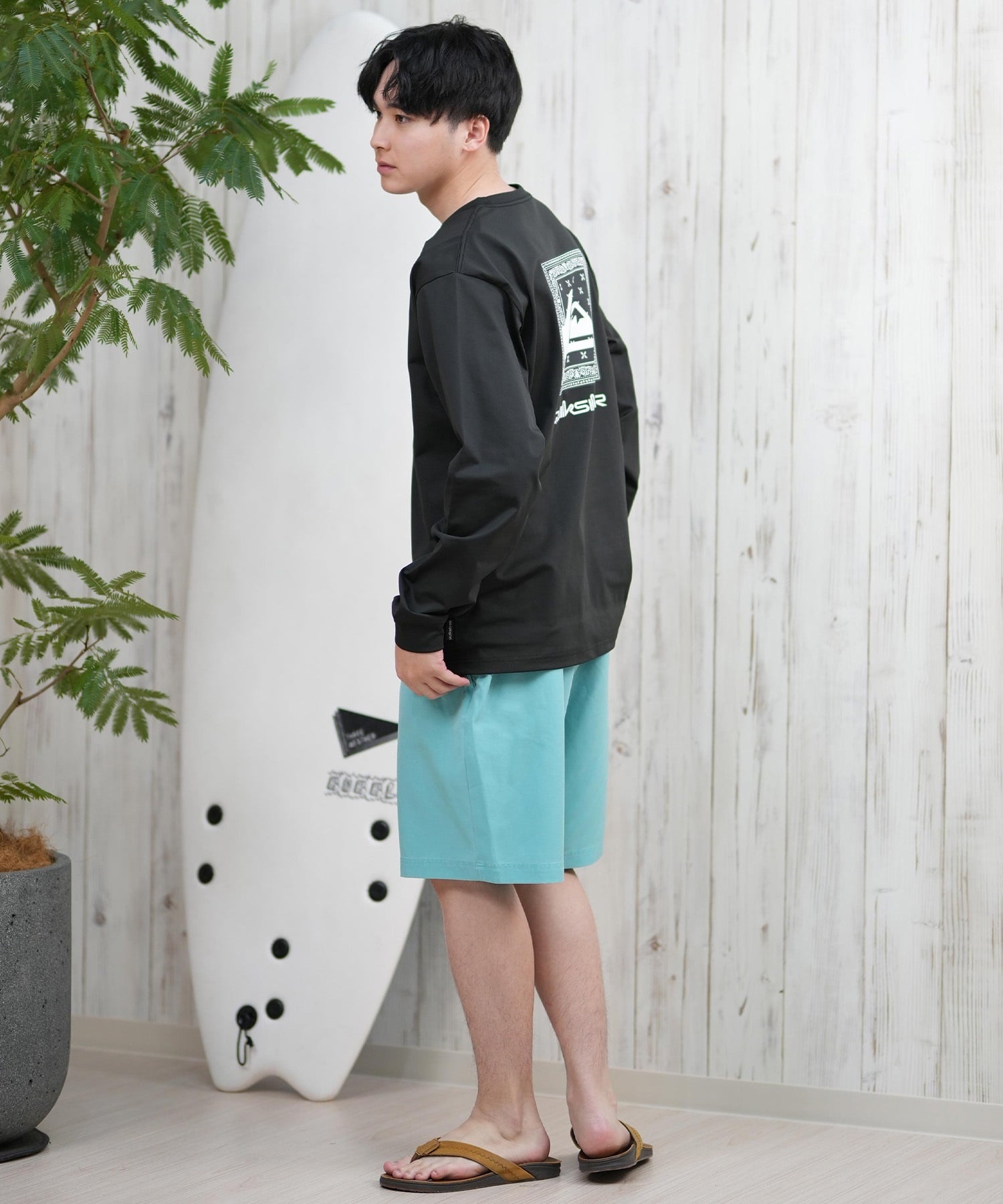 QUIKSILVER クイックシルバー ラッシュガード メンズ 長袖 Tシャツ ロンT バックプリント 水陸両用 UVカット QLY251628M ムラサキスポーツ限定(WHT1-M)