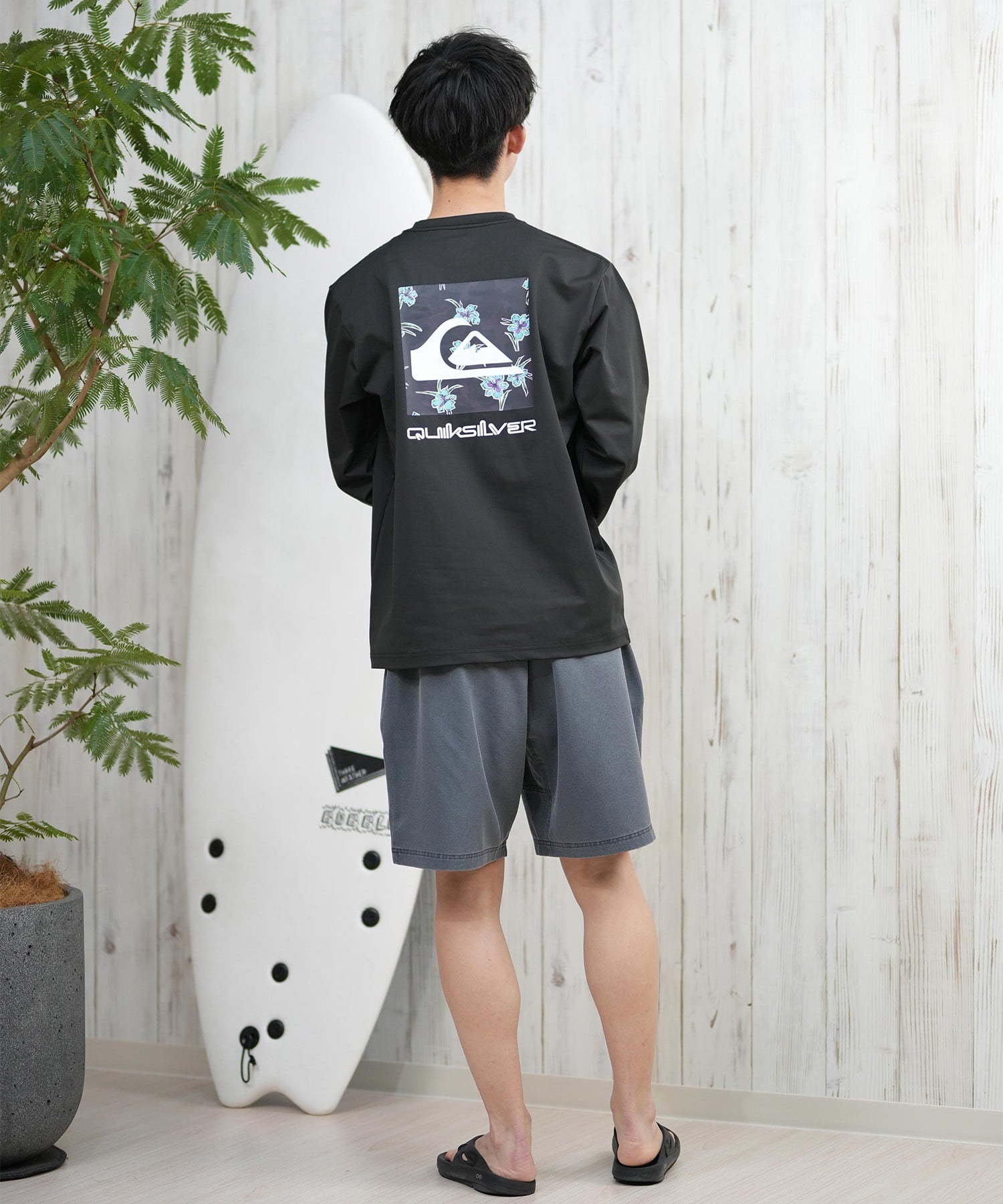 QUIKSILVER クイックシルバー ラッシュガード メンズ 長袖 Tシャツ ロンT バックプリント 水陸両用 UVカット QLY251628M ムラサキスポーツ限定(WHT1-M)