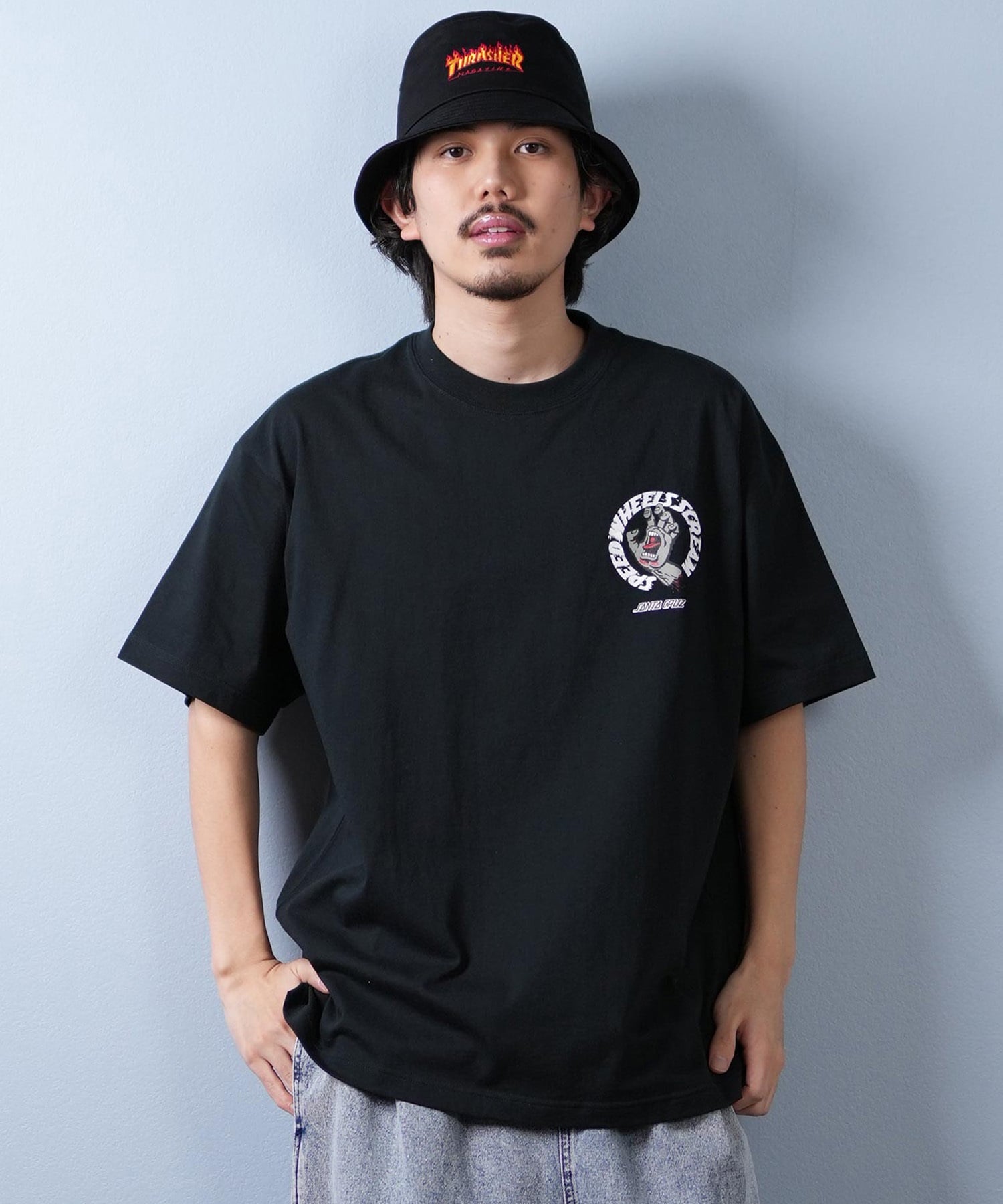 SANTACRUZ サンタクルーズ 半袖 Tシャツ メンズ バックプリント ロゴ スクリーミングハンド 502252401 ムラサキスポーツ限定(WHITE-M)