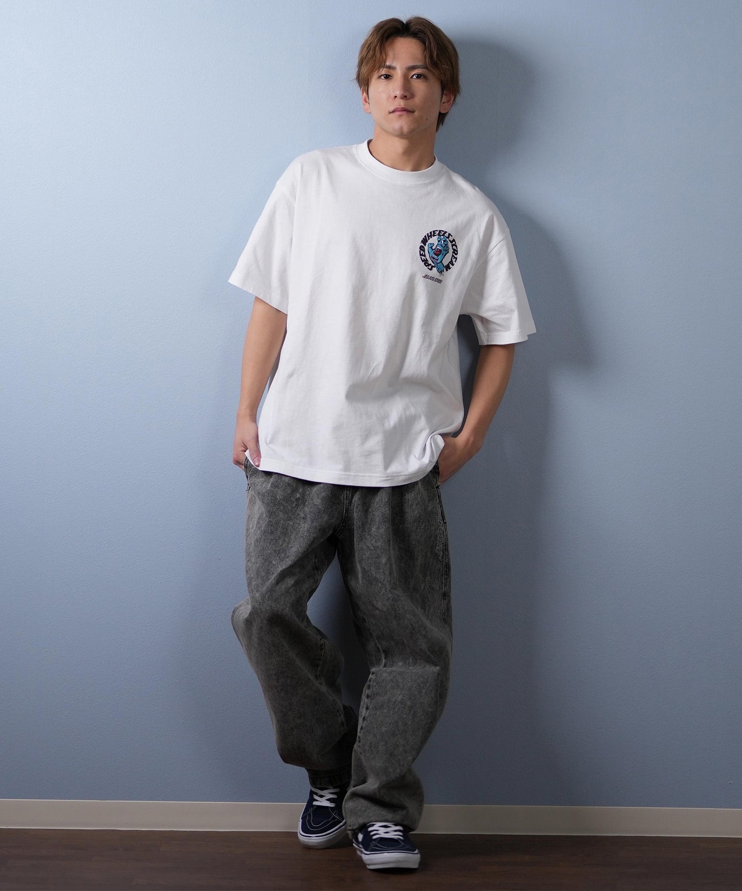 SANTACRUZ サンタクルーズ 半袖 Tシャツ メンズ バックプリント ロゴ スクリーミングハンド 502252401 ムラサキスポーツ限定(WHITE-M)